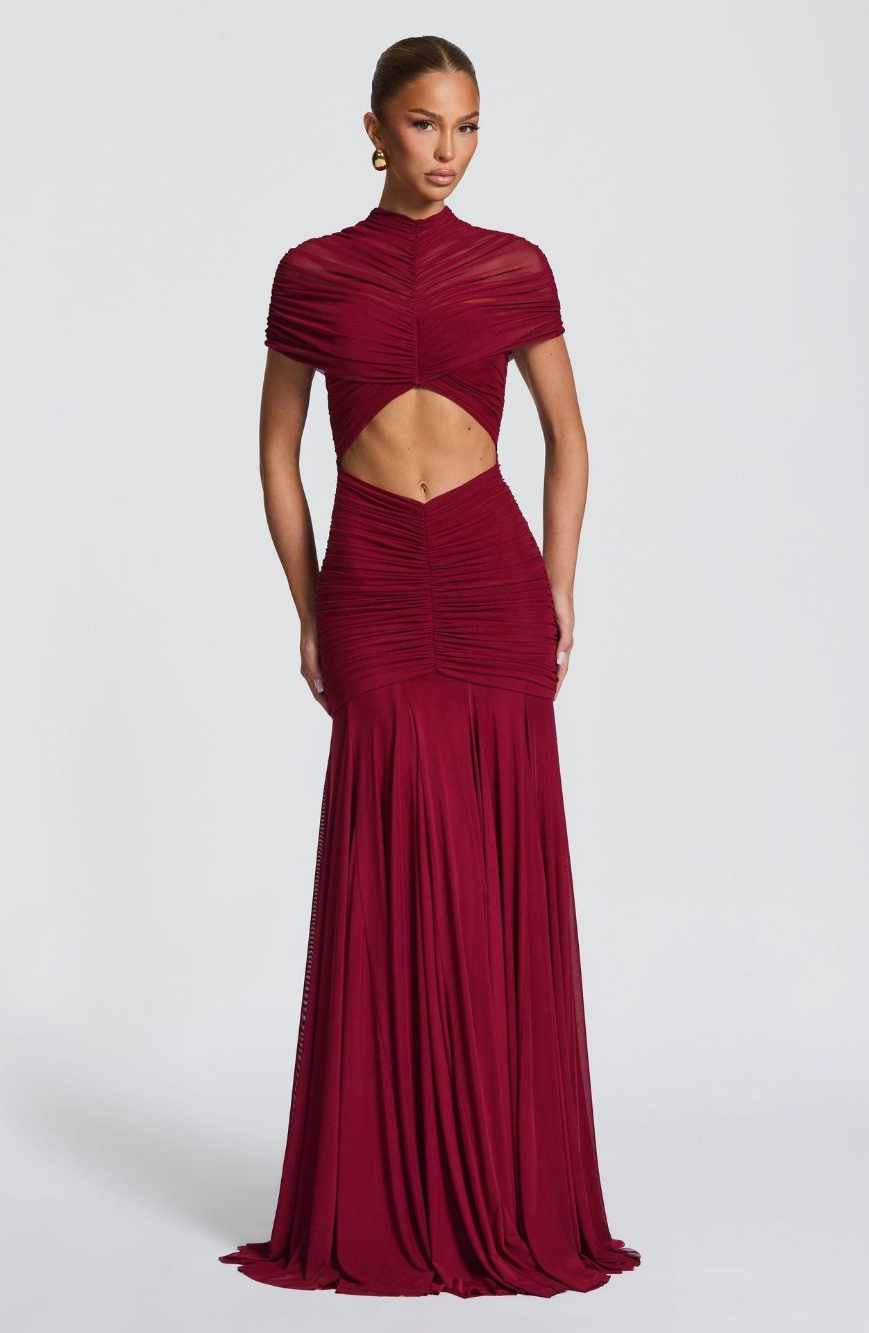 Damen Abendkleid Cut-Out-Design Faltenstoff