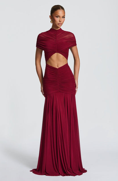 Damen Abendkleid Cut-Out-Design Faltenstoff