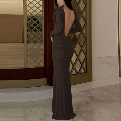 Damen Maxikleid Elegantes Design Wickelausschnitt Drapiert