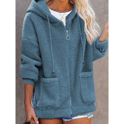 Damen Fleece Hoodiejacke Mit Taschen Hochwertig