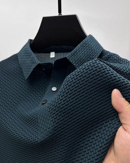 Herren Polo-Shirt Klassische Passform Strukturiert Weiß
