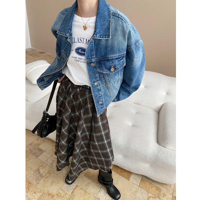 Damen Oversized Jeansjacke mit Taschen Norvielle