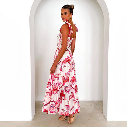 Damen Maxikleid Rüschendesign Fließender Stoff Norvielle