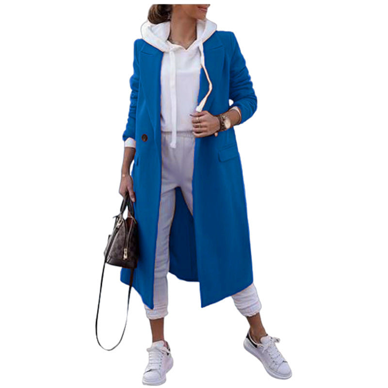 Damen Übergangsjacke Elegantes Design Revers Taschen Beige