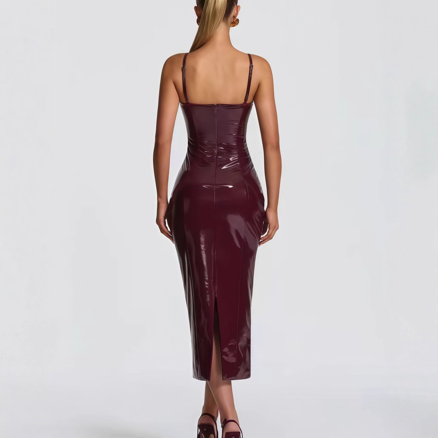 Damen Trägerloses Bodycon-Kleid Glänzend