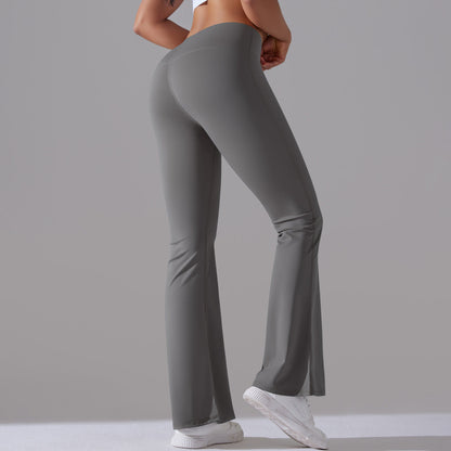 Damen Fitnesshose Flared High-Waist Sportleggings für Training