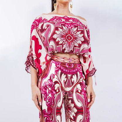 Damen Kombinationsoutfit Weites Bein Elegantes Muster