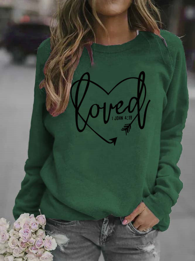 Damen Sweatshirt Herz-Aufdruck Inspirierend Grau