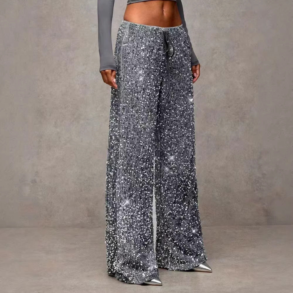 Damen Palazzo-Hose Paillettenbesatz