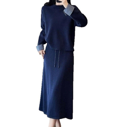 Damen Strickkleid Elegantes Design Abnehmbarer Kragen