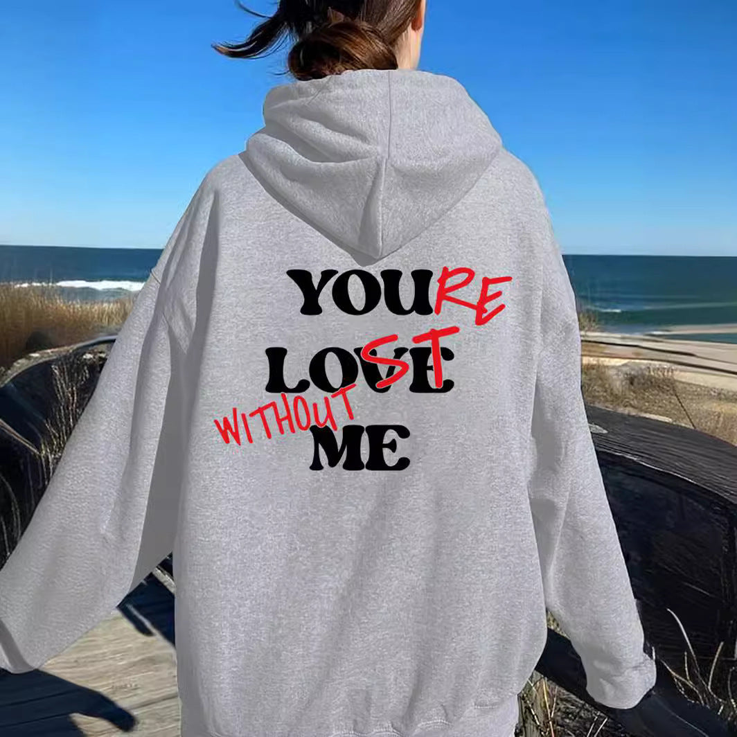 Damen Oversized Kapuzensweater mit Aufdruck
