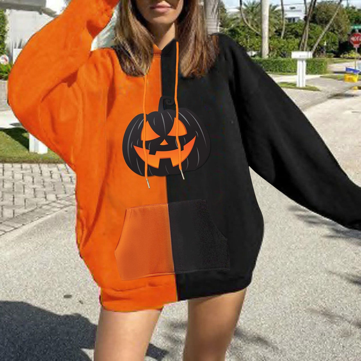 Damen Kapuzenpullover Halloween-Motiv