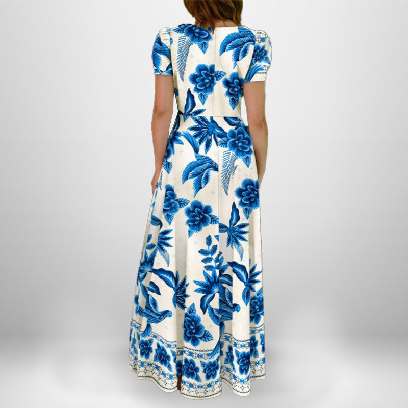 Damen Maxikleid Florales Design Knöpfe Norvielle