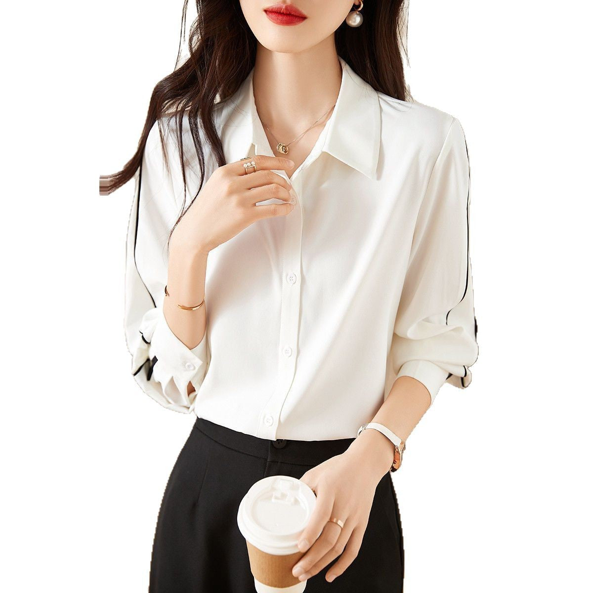 Damen Bluse Klassisch Knöpfe Norvielle Elegante