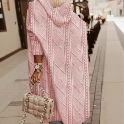 Damen Kapuzenjacke Strukturierter Ripp Stoff