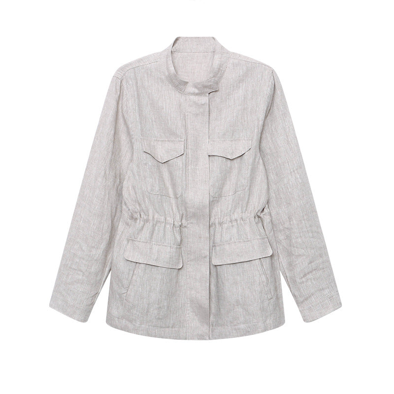 Damen Utility-Jacke Lässig Hochtaschen Rundnaht Norvielle