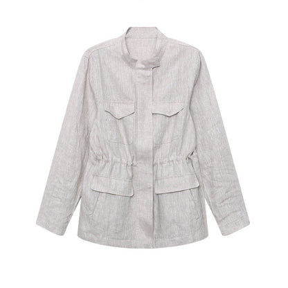 Damen Utility-Jacke Lässig Hochtaschen Rundnaht Norvielle