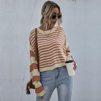 Damen Strickpullover Lässig Streifenmuster Weit Norvielle - Norvielle