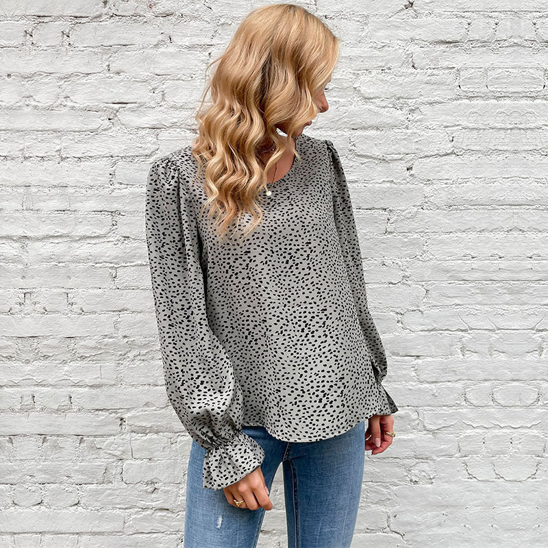 Damen Bluse Rüschendetails Doppel-Puffärmel Norvielle