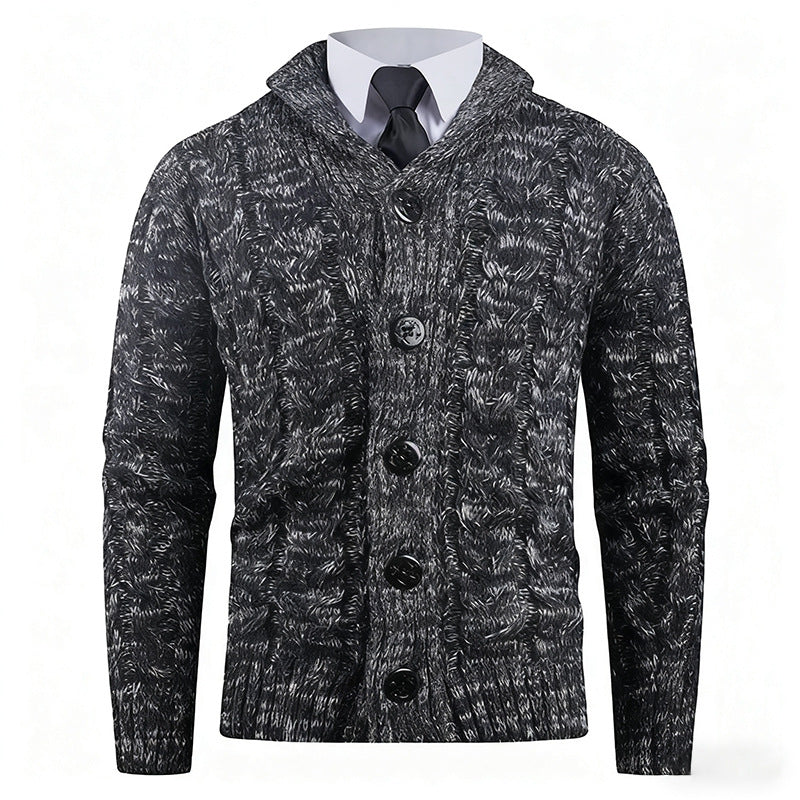 Herren Strickcardigan Zopfmuster Eleganter Schalkragen