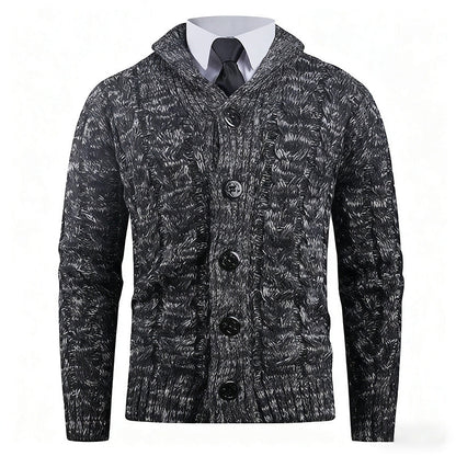 Herren Strickcardigan Zopfmuster Eleganter Schalkragen