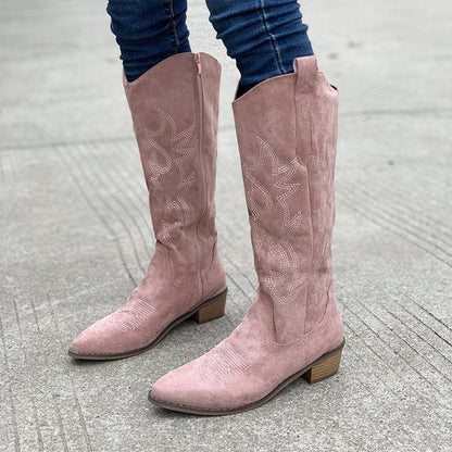 Damen Westernstiefel Bequem Leder
