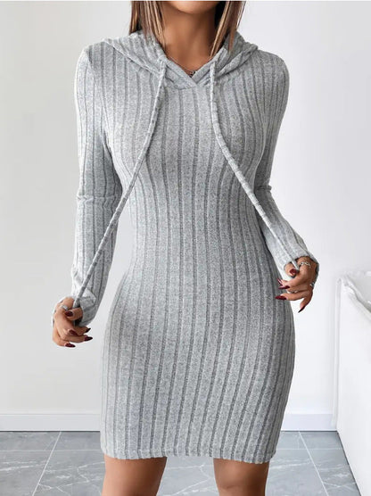 Damen Sweatkleid Kapuze Gestreift Norvielle