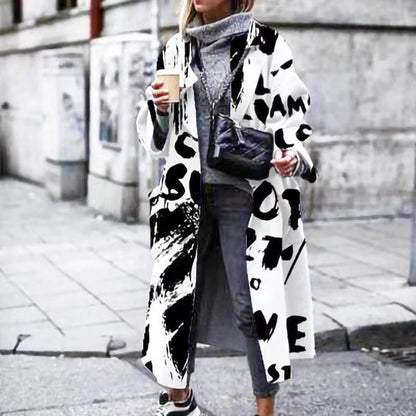 Damen Oversized Mantel Bunt Lässig