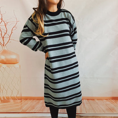 Damen Strickkleid modernes Streifenmuster Norvielle