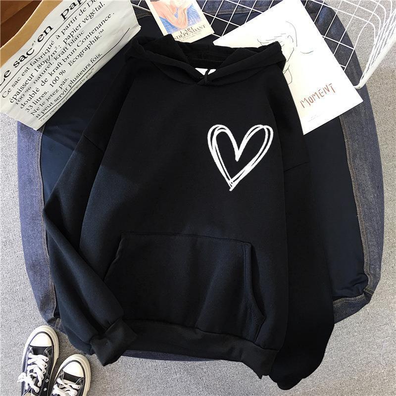 Damen Kapuzenpullover Herzmotiv Norvielle
