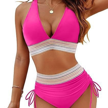 Damen Hochtaillierter Bikini Cut-Out Verstellbare Träger Norvielle