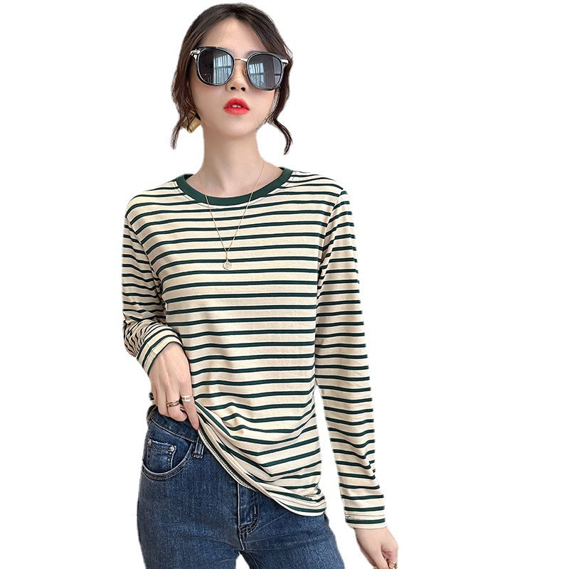 Damen Longsleeve-Shirt Gestreift Rundhalsausschnitt Norvielle
