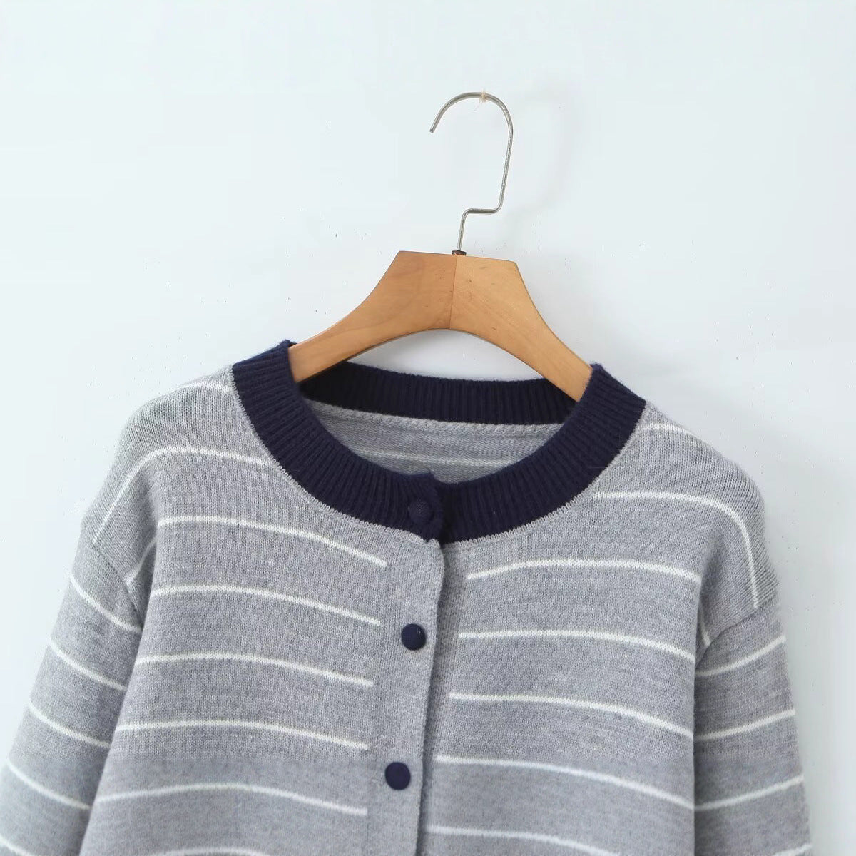 Damen Strickjacke Gestreift Rundhalsausschnitt Norvielle