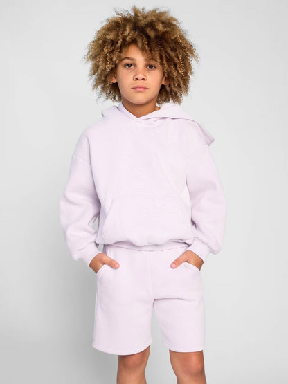 Damen Sportliches Kurzarm-Set mit Kapuze und Shorts