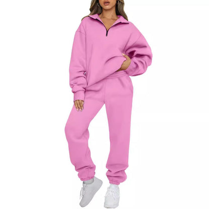 Damen Sweatpants-Set Stehkragen Kängurutasche Norvielle - Norvielle
