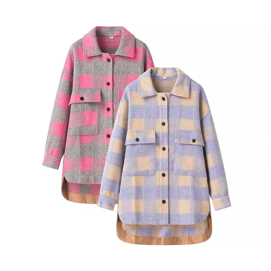 Damen Oversized Flanelljacke Karomuster Norvielle - Norvielle