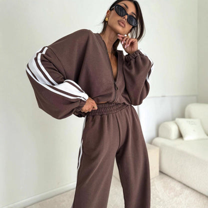 Damen Sportliches Loungewear-Set Hochkragen Weites Design