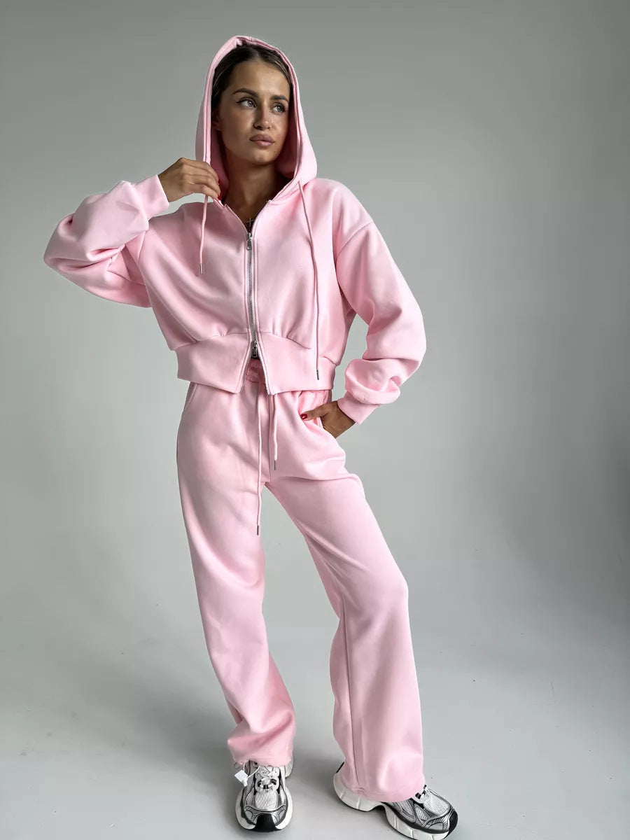 Damen Sport Set Cropped Hoodie und Jogginghose Norvielle
