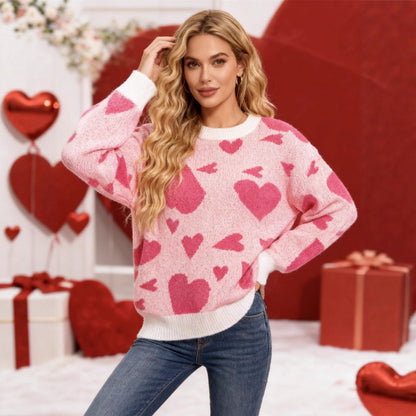 Damen Pullover mit Herzmotiven Norvielle