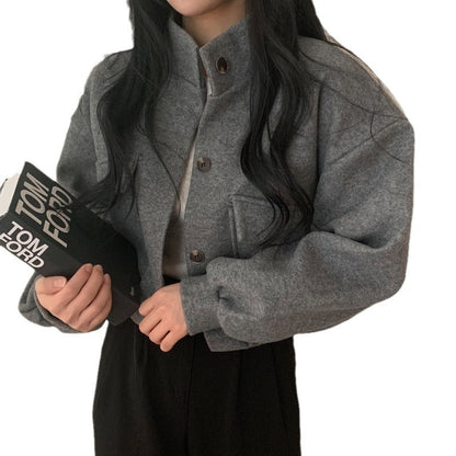 Damen Wollmix Jacke Oversized Lässig