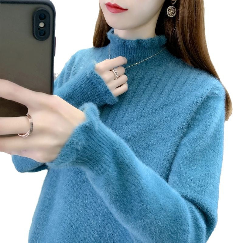 Damen Rollkragenpullover Strukturiertes Design Norvielle