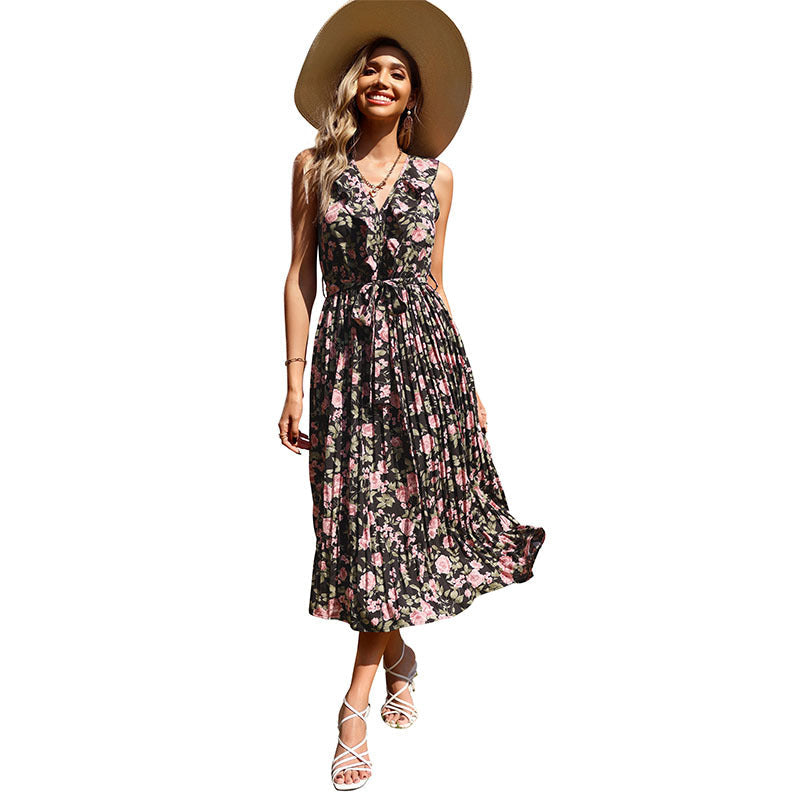 Damen Maxikleid Floralmuster Schwingrock Norvielle