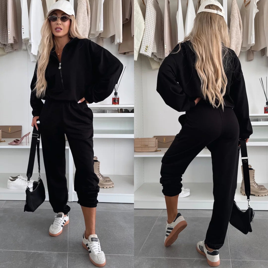 Damen Sweatanzug Elastisch Halbzipp Norvielle