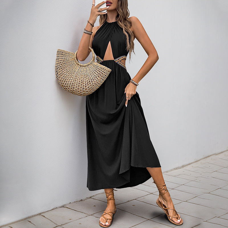 Damen Maxikleid Raffungen Cut-Out-Details Elegantes