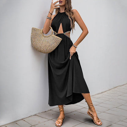 Damen Maxikleid Raffungen Cut-Out-Details Elegantes
