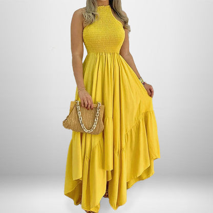 Damen Maxikleid Hochgeschlossener Kragen Fließender Rock Norvielle