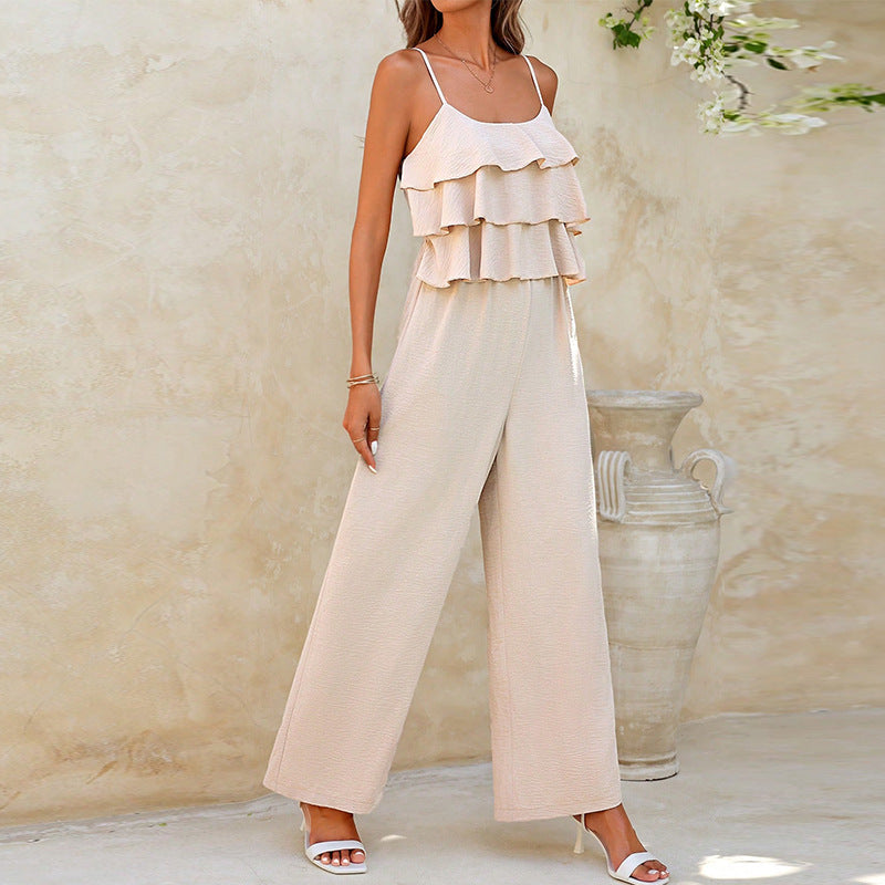 Damen Jumpsuit Luftig Rüschendetails Norvielle
