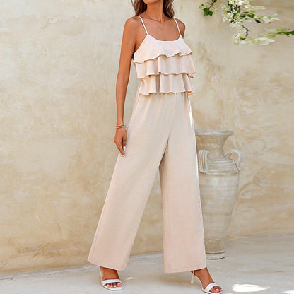 Damen Jumpsuit Luftig Rüschendetails Norvielle