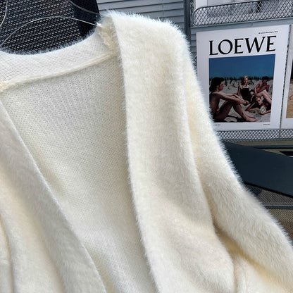 Damen Flauschstrickjacke Offener Schnitt Norvielle