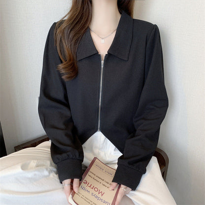 Damen Cropped Jacke Reißverschluss Eleganter Kragen